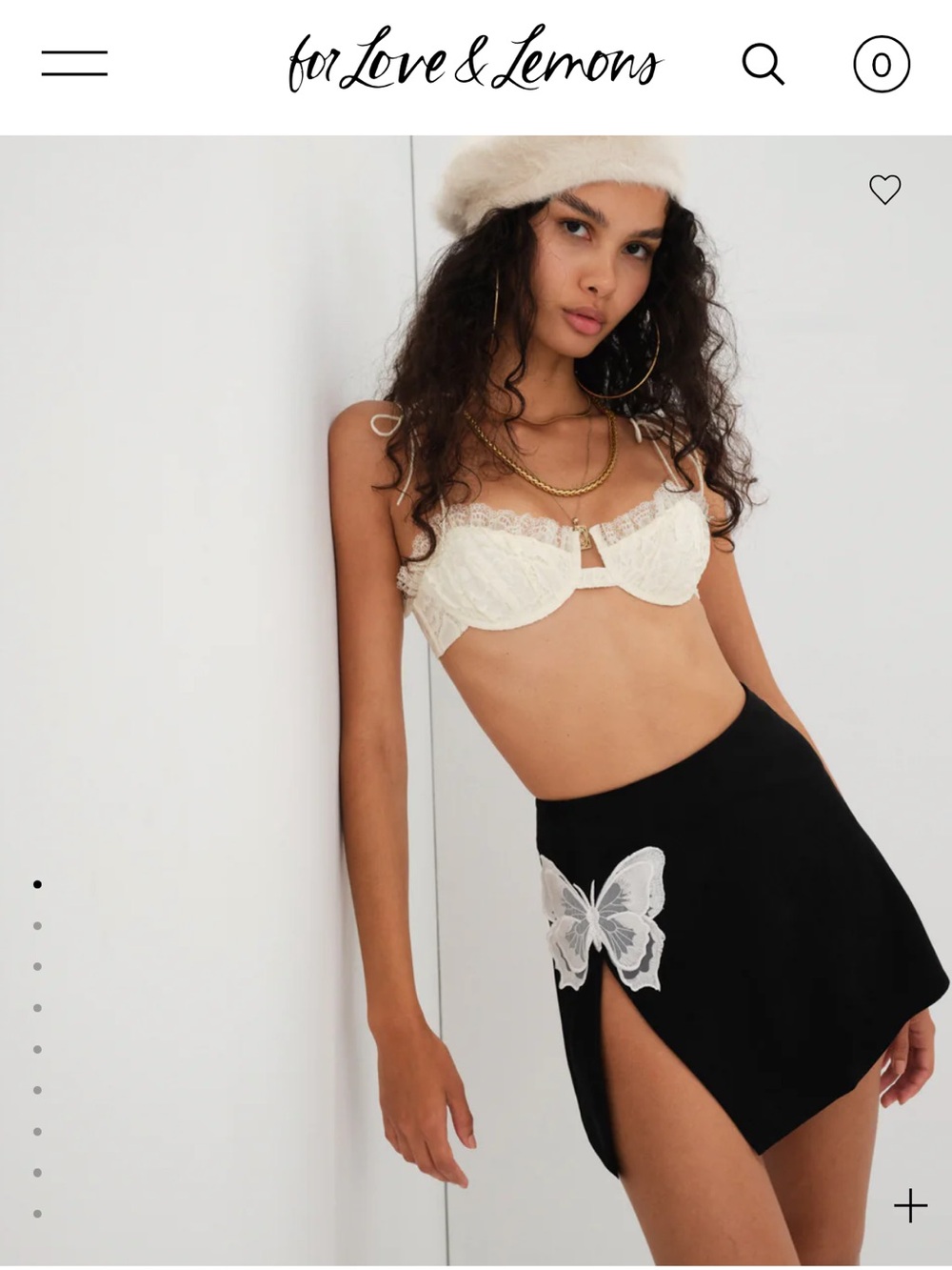 For Love & Lemons - Auden Black Skater Skirt with White Butterfly Applique